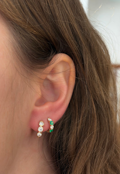 Lab Grown Roud Cut Trio Diamond Huggies