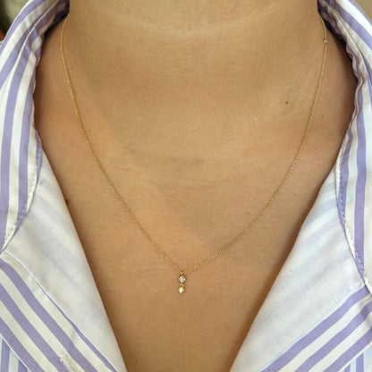 Diamond Bezel Drop Mini Lariat Necklace
