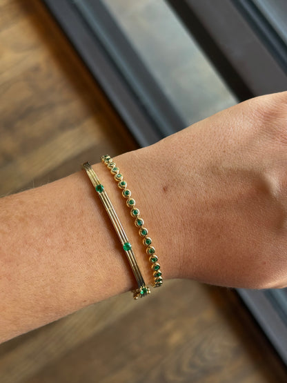 Emerald Hinged Bangle Bracelet