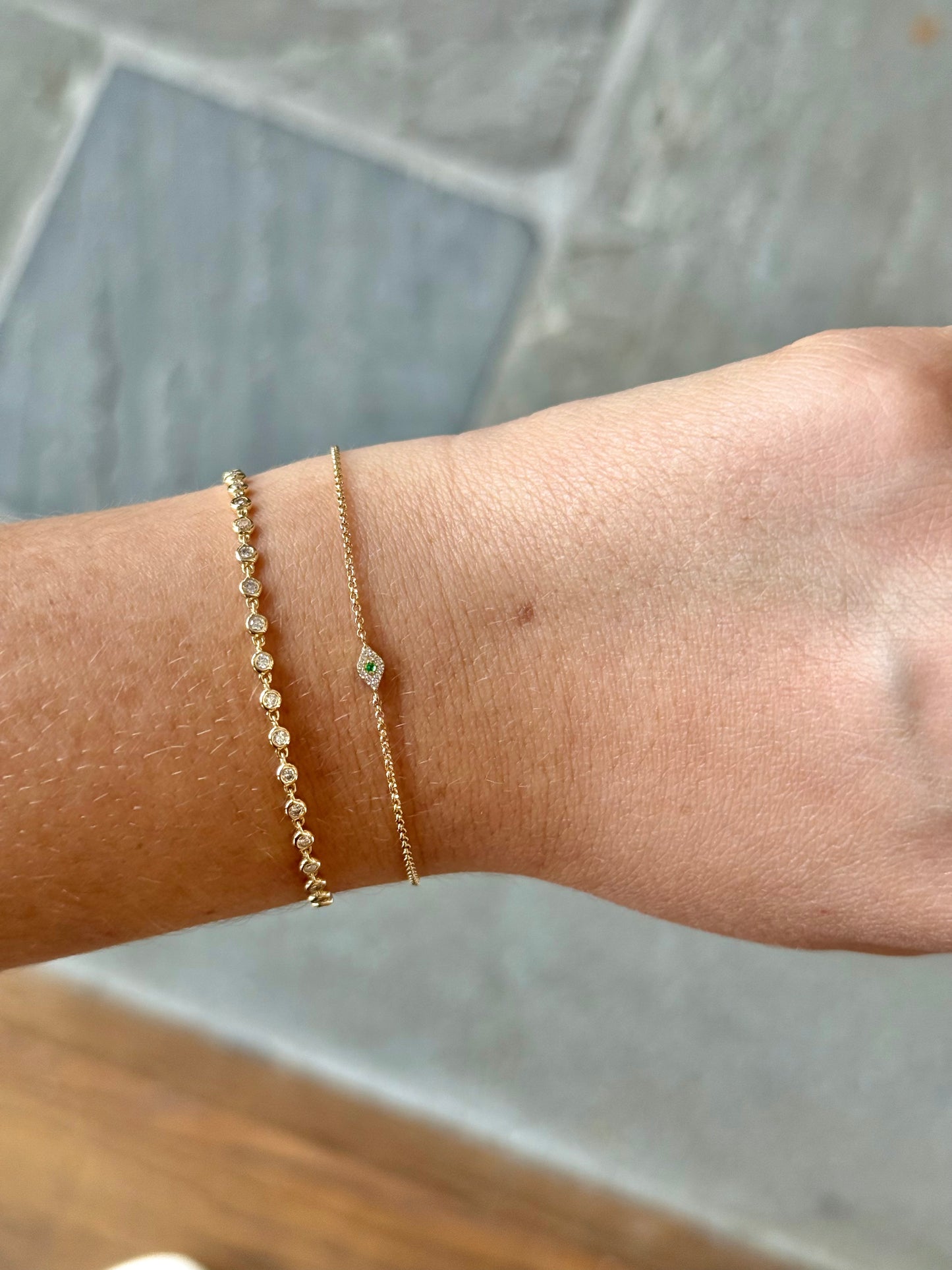 Diamond and Emerald Evil Eye Bracelet