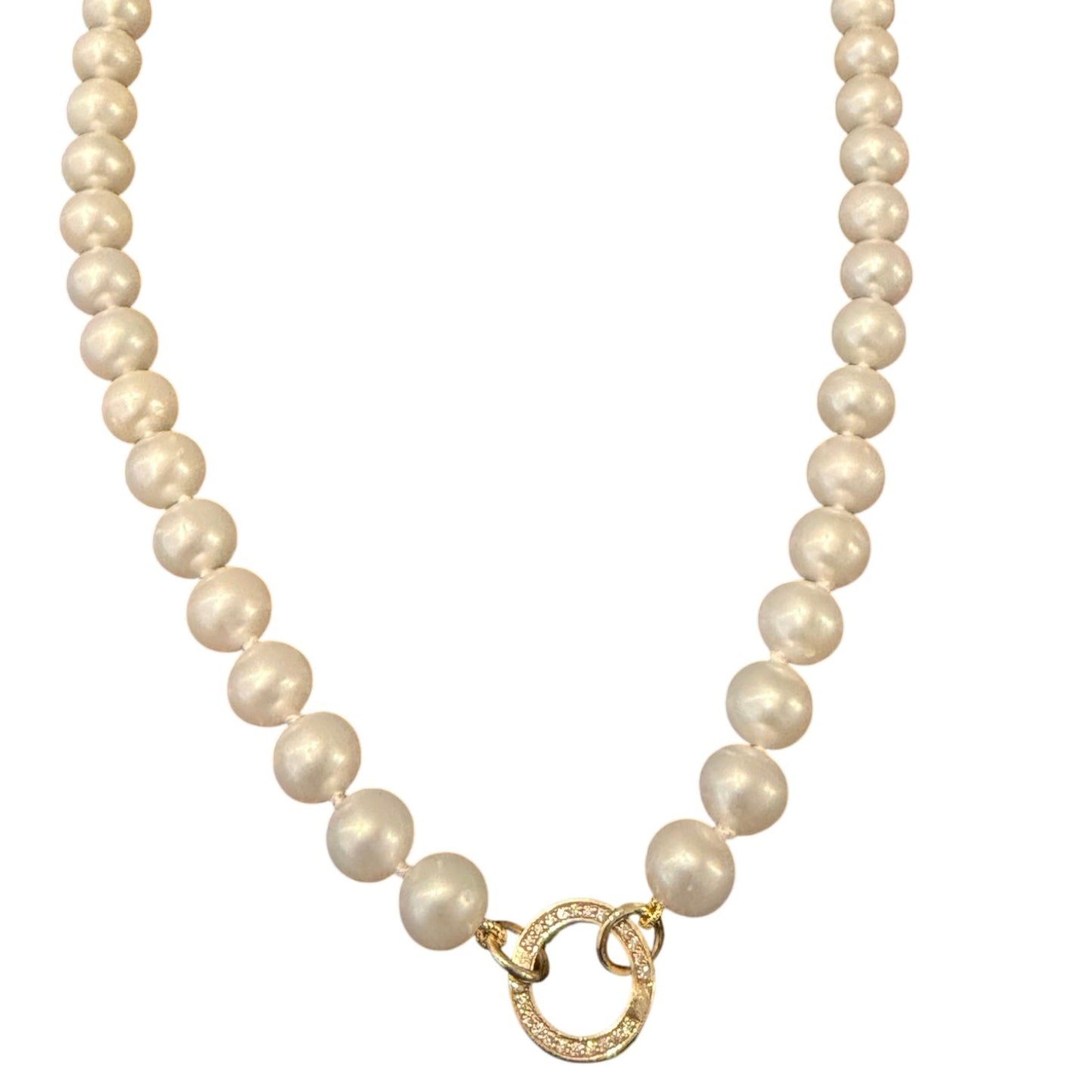 7mm Freshwater Pearl Knot Necklace with Gold Diamond Enhancer