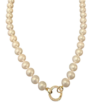7mm Freshwater Pearl Knot Necklace with Gold Diamond Enhancer