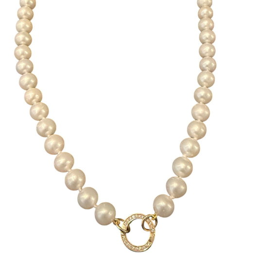 7mm Freshwater Pearl Knot Necklace with Gold Diamond Enhancer