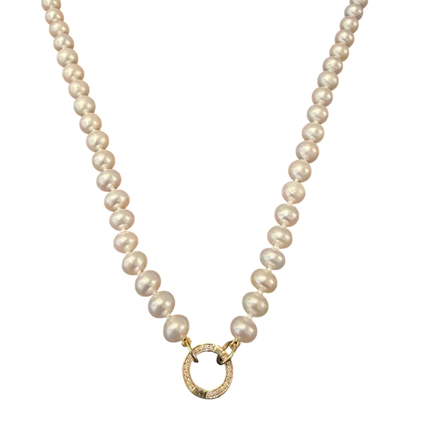 6mm Freshwater Pearl Knot Necklace with Gold Diamond Enhancer