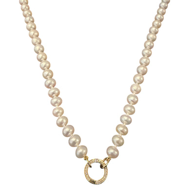 6mm Freshwater Pearl Knot Necklace with Gold Diamond Enhancer