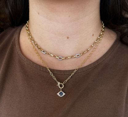 Mini Sapphire and Diamond Evil Eye Pendant