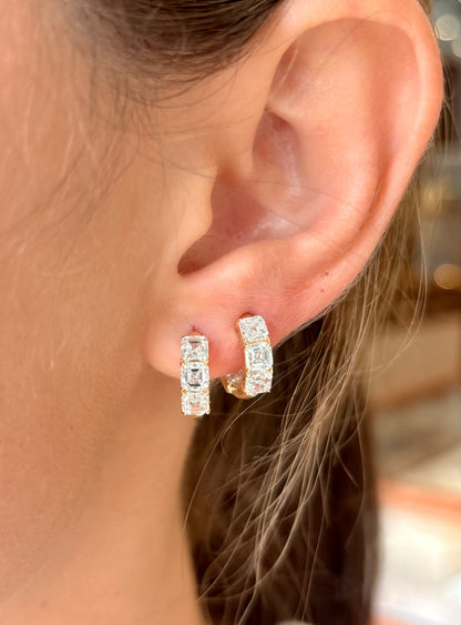 Inside Out Ascher Cut Lab Diamond Huggies