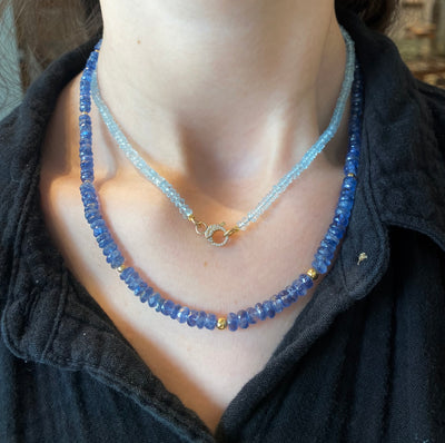 Kyanite & Gold Bead Necklace