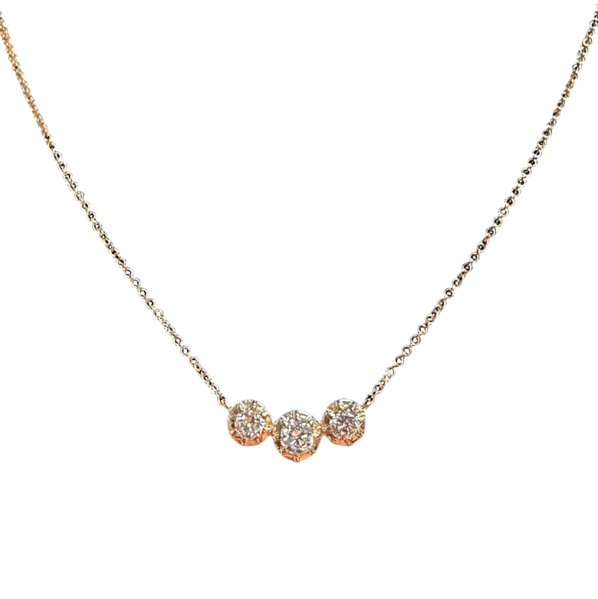 Lab Grown Trio Bezel Necklace