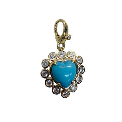 Lab Grown Diamond and Turquoise Heart Pendant