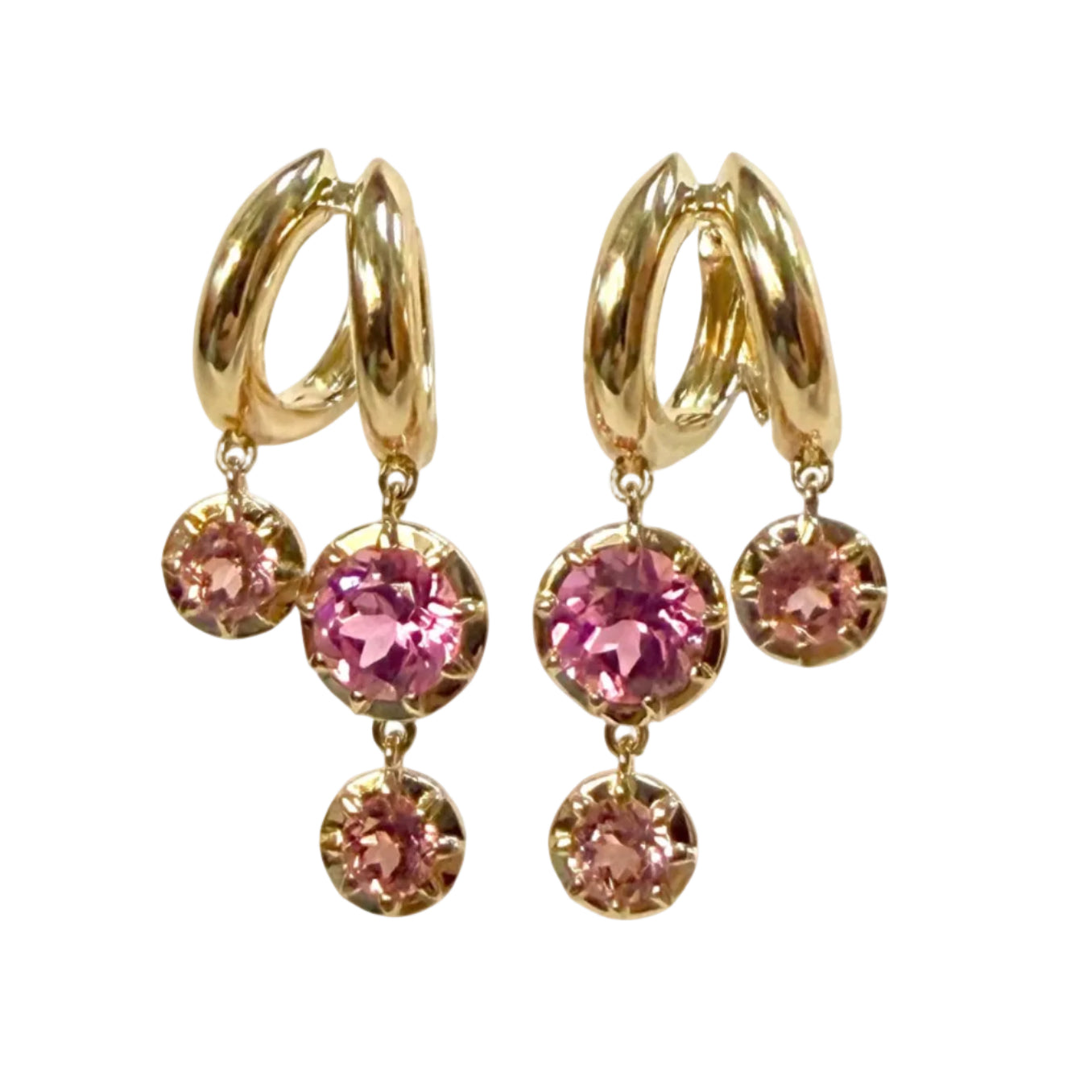 Lab Grown Fairy Pink Double Dangle Earrings
