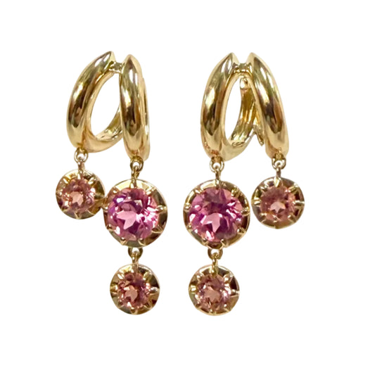 Lab Grown Fairy Pink Double Dangle Earrings