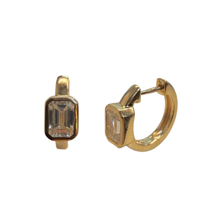 Lab Grown Emerald Cut Diamond Huggies