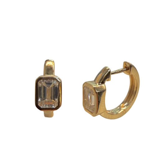 Lab Grown Emerald Cut Diamond Huggies