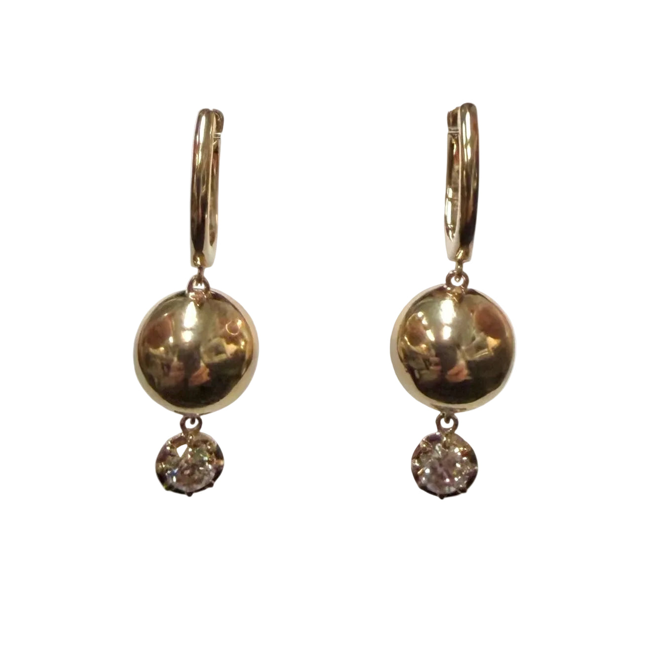Dangly Gold & Lab Diamond Huggie Earrings