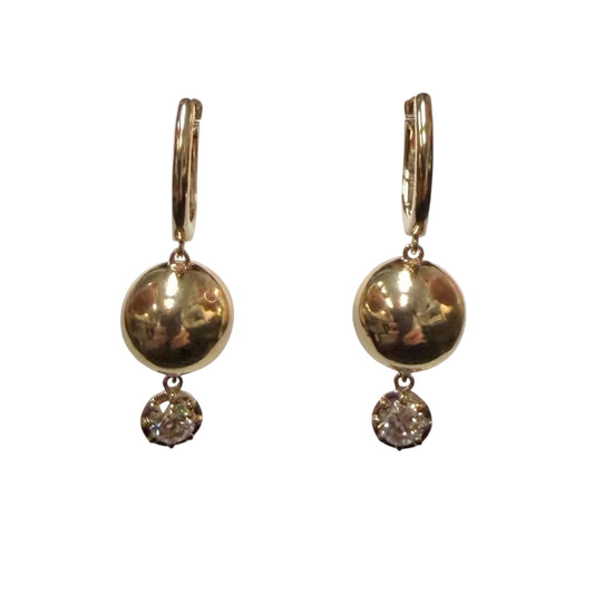 Dangly Gold & Lab Diamond Huggie Earrings