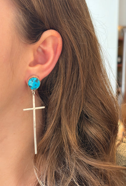 Sterling Silver Turquoise Cross Earrings