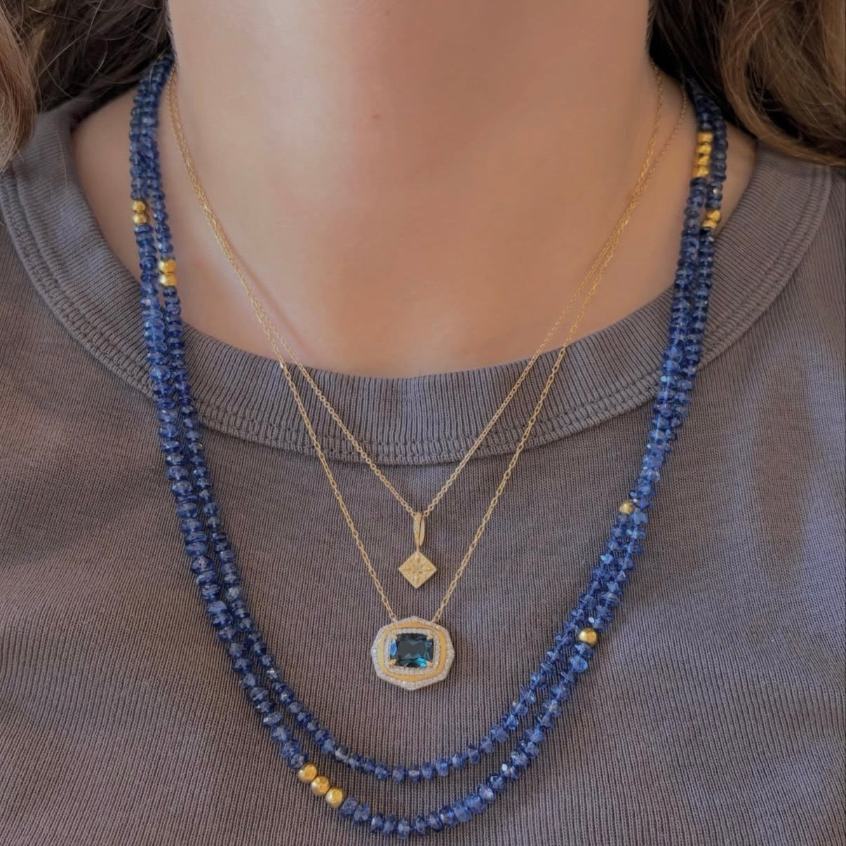 London Blue Topaz and Diamond Necklace