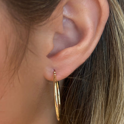 30mm Gold Tube Hoop Earrings