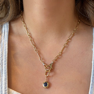 Round Blue Sapphire Pendant