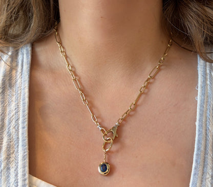 Round Blue Sapphire Pendant