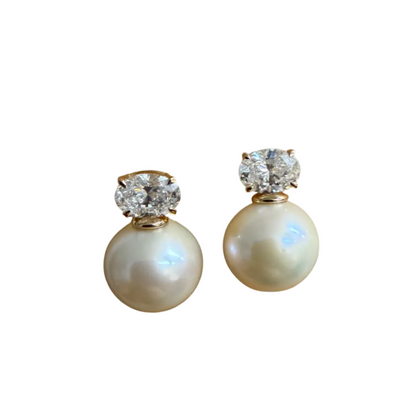 Lab Grown Diamond and Pearl Earrings