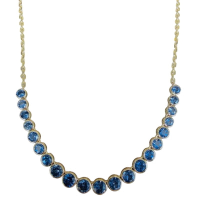 Lab Grown Blue Sapphire Half Tennis Necklace