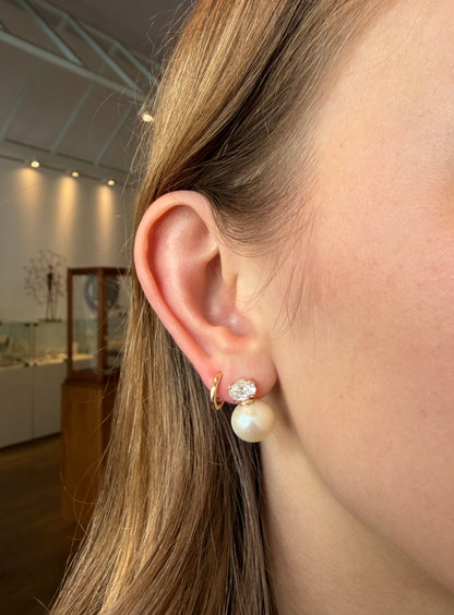 Lab Grown Diamond and Pearl Earrings