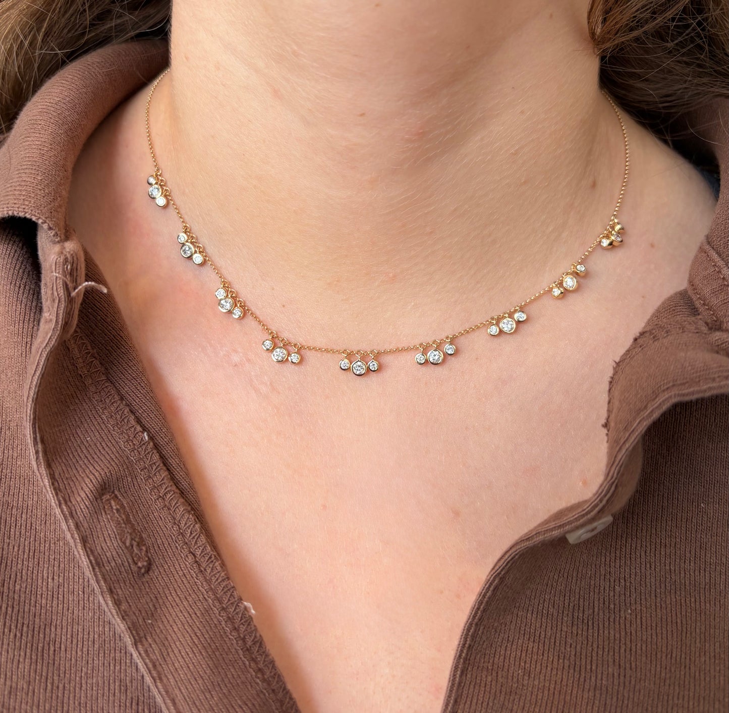 Triplet Lab Diamond Dangle Necklace