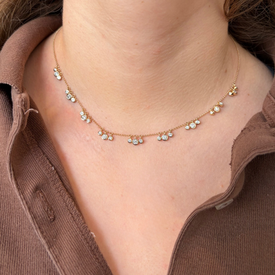 Triplet Lab Diamond Dangle Necklace