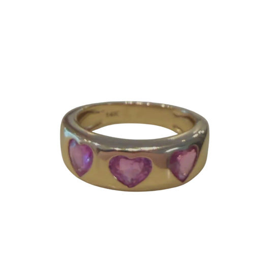 Pink Sapphire Hearts Dome Ring