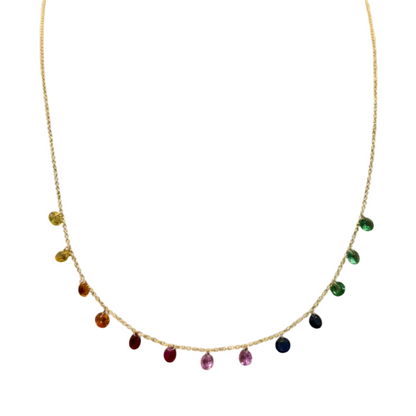 Rainbow Gemstone Dangle Necklace
