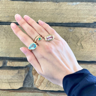 Snake Ring with Emerald Head