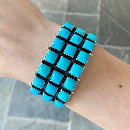 Wide Mutli Row Turquoise Cuff Bracelet
