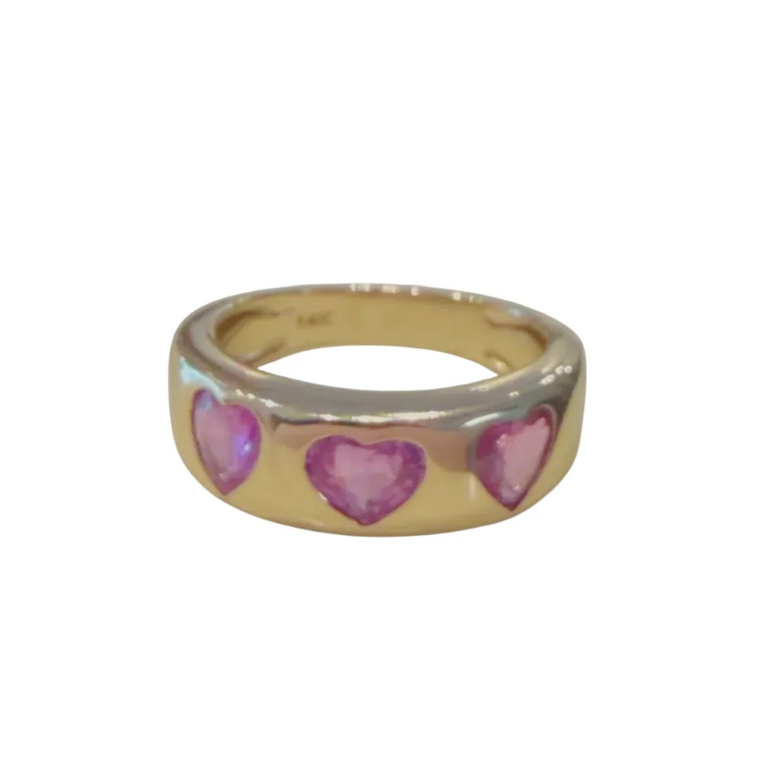 Pink Sapphire Hearts Dome Ring