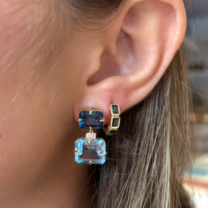 London Blue Topaz Bezel Huggies