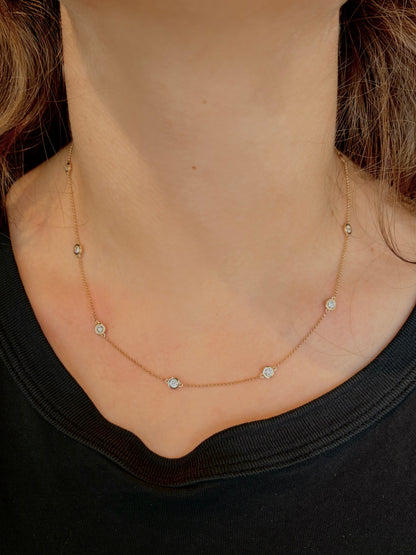 Lab Diamond Bezel Station Necklace