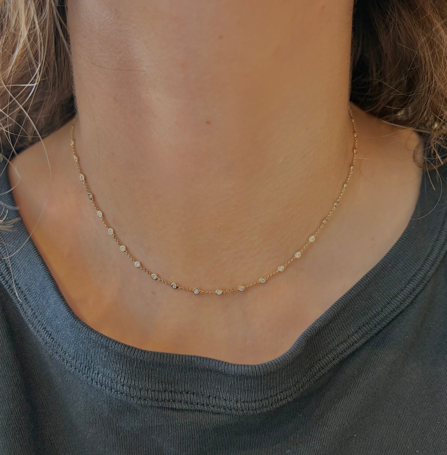 Lab Diamond Bezel Station Necklace