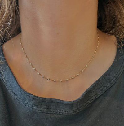 Lab Diamond Bezel Station Necklace