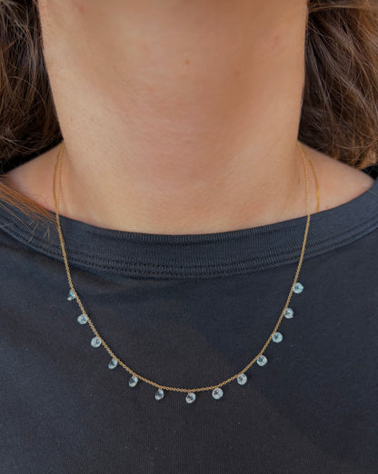 Drilled Blue Topaz Dangle Necklace
