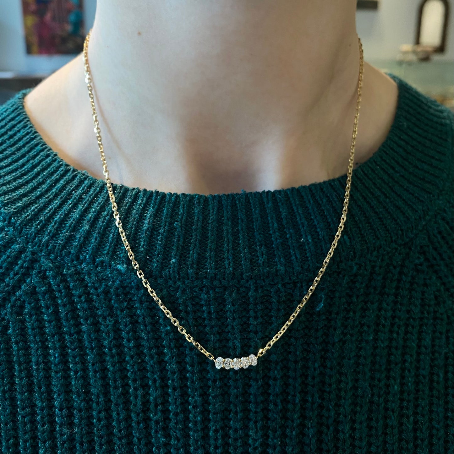 Five Oval Diamond Necklace