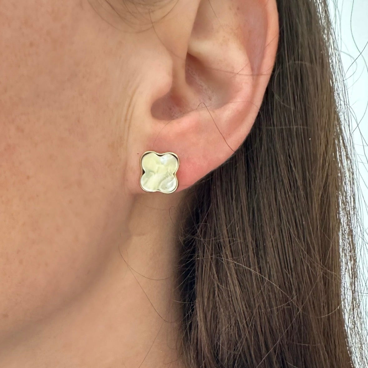 Petite Clover Pearl Stud Earrings