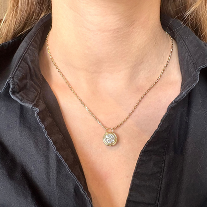 Wide Bezel Set Lab Grown Diamond Necklace