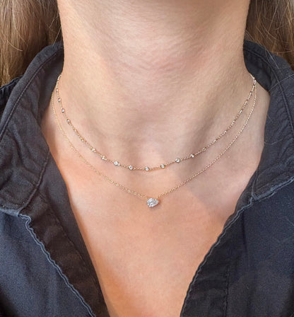East-West Pear Lab Diamond Necklace
