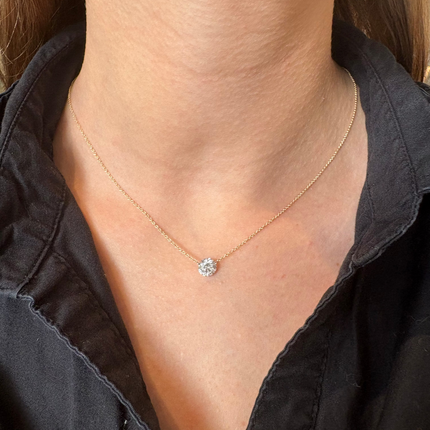 Round Drilled Lab Diamond Necklace