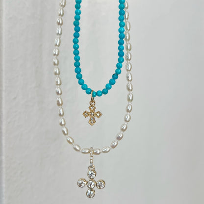 Mini Milgrain Diamond Cross Charm