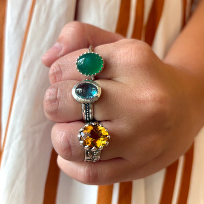 Green Onyx Solitaire Ring