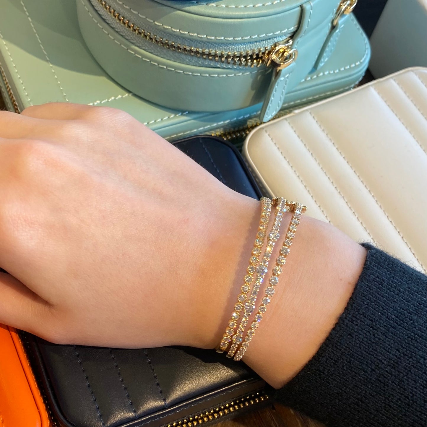 Diamond Quad Station Hinge Bracelet