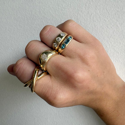 Two Tone Blue Topaz Gold Ring