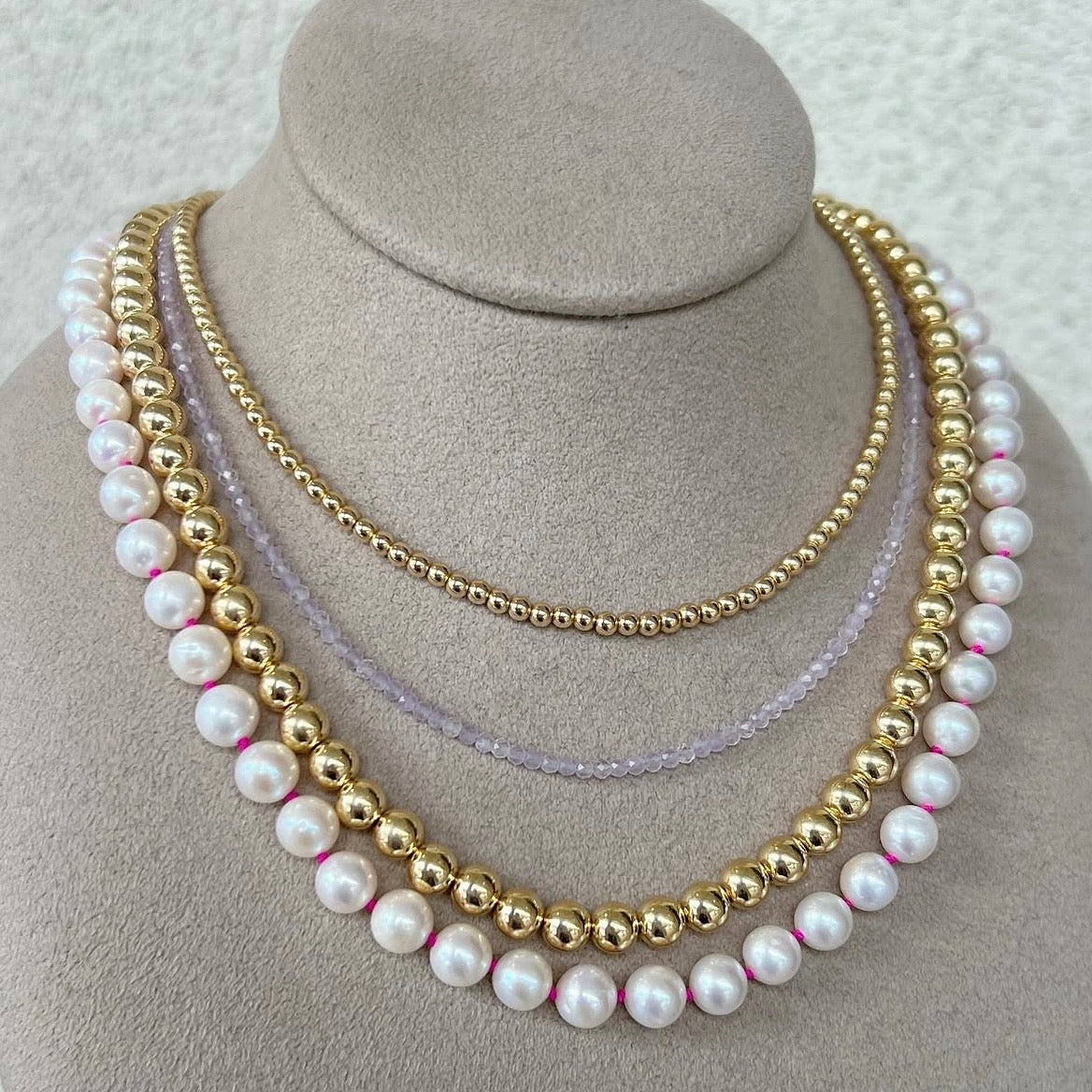 Pink Silk Pearl Necklace